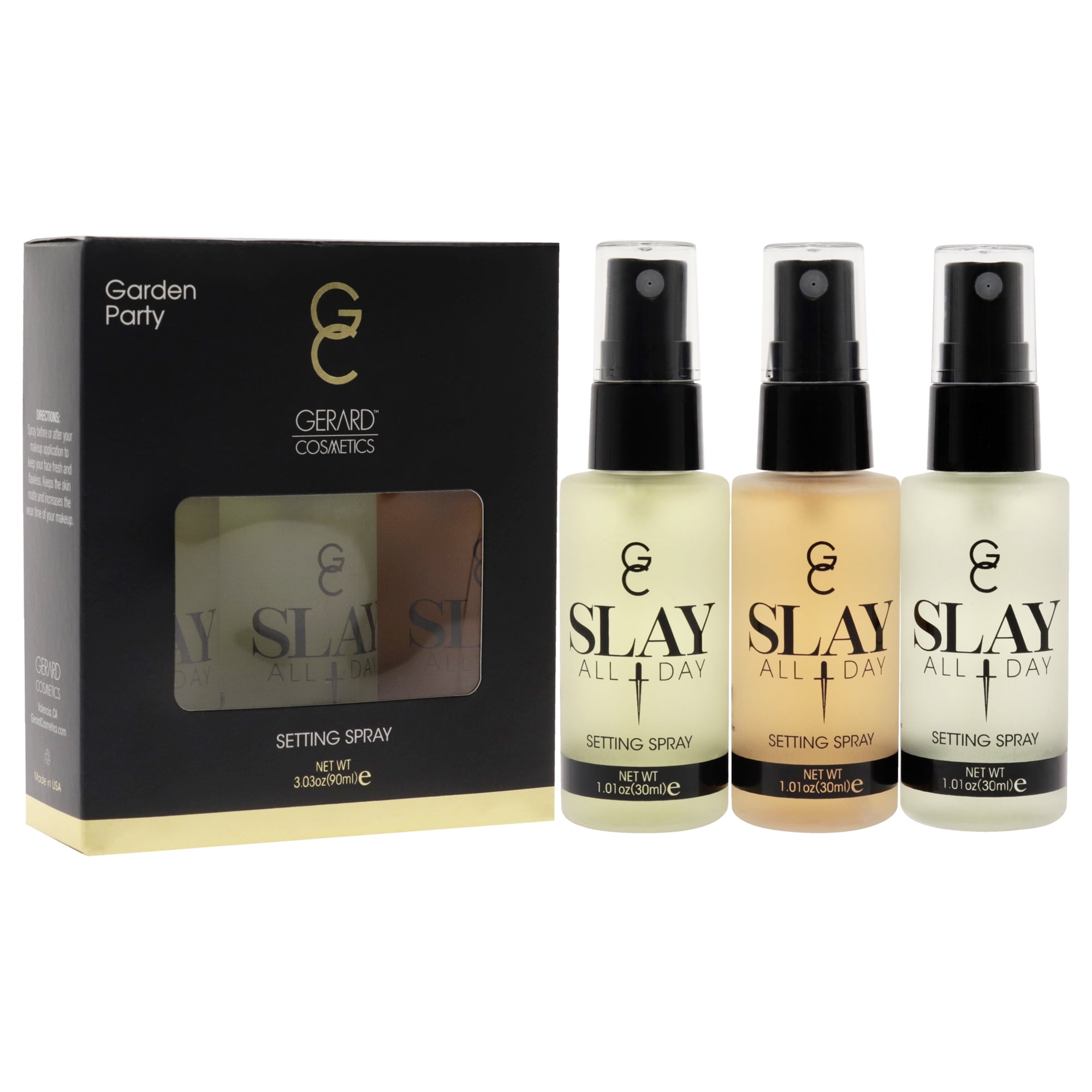 Gerard Cosmetic Slay All Day Setting Spray - Garden Party Set , 3 Pc 1.01oz Peach, 1.01 Lemongrass, 1.01oz Green Tea