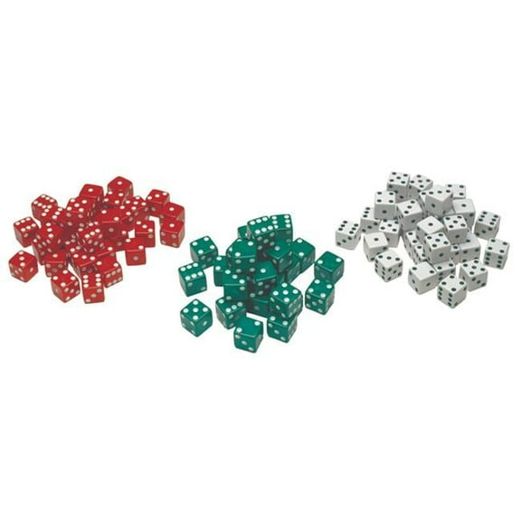 Dot Dice, Red Green & White - 36 Per Pack - Pack of 3