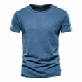 thumbnail image 3 of Summer men's new solid color V-neck short-sleeved T-shirt cotton men's-F037-Light Green-S, 3 of 7