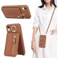 thumbnail image 4 of iPhone XR Case for Women with Card Holder, iPhone XR Phone Case with Strap,iPhone XR Crossbody Lanyard Cases with Credit Card Slots Kickstand with Ring Holder Stand Case,6.1 Inch,Brown, 4 of 14