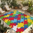 thumbnail image 2 of Outdoor Rug 5x7 ft Classic Modern Waterproof Outdoor Patio Rug Mat Non Slip Outside Area Rugs Carpet for RV,Camping,Porch,Deck,Pool,Balconybackyard,Puzzles Pieces Texture Red Yellow Blue Green, 2 of 9