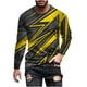 thumbnail image 2 of Blusas y camisas de manga larga con cuello redondo para hombre, blusa informal de manga larga con cuello redondo y estampado de rayas, blusa de poliéster para hombre, 2 of 5
