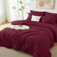 thumbnail image 3 of Burgundy Queen Comforter Set, 7 Pieces Bed in a Bag Queen Lightweight Bedding Set, All Season Soft 7PC Bed Set with Comforter, Flat Sheet, Fitted Sheet, Pillowcases & Pillow Shams, 3 of 16