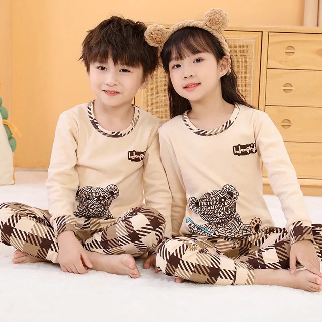 Pijamas para niños y niñas, ropa de dormir para niños de 6, 8, 10 y 12 años, 100% algodón, con dibujos de animales, pijamas de manga larga para Navidad