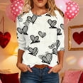 thumbnail image 1 of Hauts pour Femmes T-Shirt à Manches 3/4 à Imprimé Cœur de la Saint-Valentin à Col Rond Noir m, 1 of 6