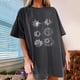 thumbnail image 1 of Puntoco Blusa de manga corta informal con estampado de sol y luna vintage para mujer Puntoco Puntoco-3452, 1 of 8