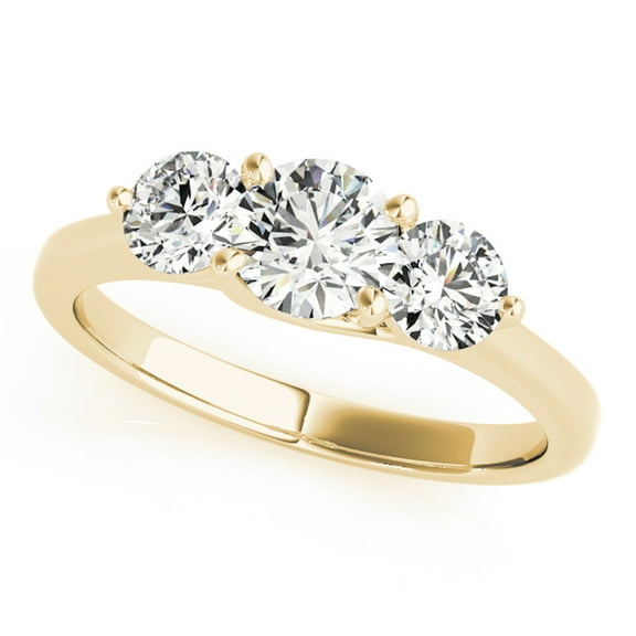 Aonejewelry 1/4 Carat Three Stone Daimond Enagagement Ring Crafted In 14k Solid Yellow Gold