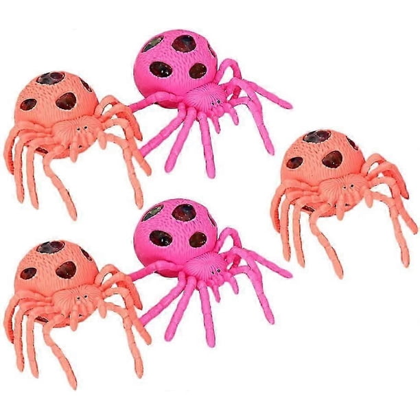 5pcs Stress Relief Toy Spider Squishy Ball Squeeze Grape Relieve Ball Halloween Spider Prop Stress Relief(Random Color)
