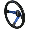 thumbnail image 3 of Ikon Motorsports Compatible with 350MM PVC 6 Hole Steering Wheel Deep Dish Blue Spoke Black Horn & Black Emblem, 3 of 3