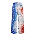 thumbnail image 5 of Women's Independence Day Pants Patriotic Star USA Flag Print Wide Leg Trousers Elastic High Waist Loose Fit Comfy Lounge Pants with Pocket, #01 Sky Blue, XL, 5 of 5