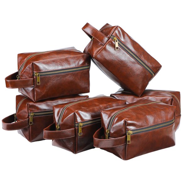 Set de neceser de viaje Hillban, 6 unidades, para hombre, color marrón oscuro