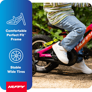 Huffy 12-Inch GRM Kids’ Bike, Multiple Ways to Learn: Balance Mode, Training Wheels & Standard Riding, Triple Brake System, Parent Assist Handle, Fits Riders 33–43 Tall, Ages 3-5, Fuchsia