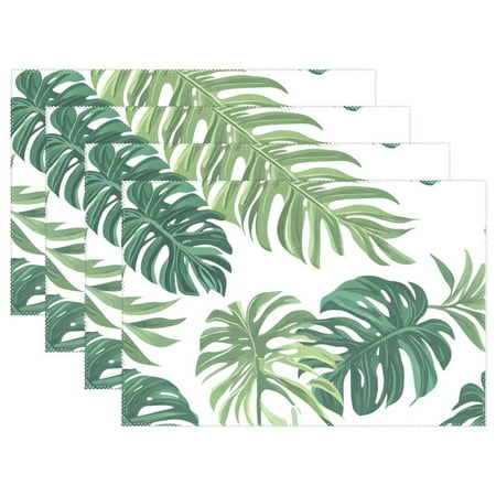 

Ryvnso Placemats Set of 4 Palm Leaf-d3 Dining Mats Heat-Resistant Non-Slip Washable Table Mat