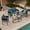 Black Wicker & Blue Cushion, variant on GRANDPATIO Woven Wicker 5-Piece Steel Outdoor Conversation Sets with Cushion, Khaki Wicker & Beige Cushion