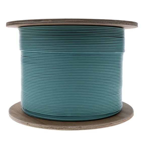 COMZON 1000ft Aqua OM3 Multimode Fiber Optic Cable 50/125, 10Gbit, Riser Rated, 2-Strand Fiber Indoor Distribution
