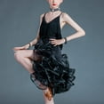 thumbnail image 3 of YM YOUMU Kids Girl Tassel Ruffle Latin Tango Dress Irregular Mesh Fringe Competition Dancewear, 3 of 4