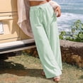 thumbnail image 4 of Loose Pants for Women Plus Size New Women’s Striped Wide Leg Pants Elastic Waist Drawstring Palazzo Pants Loose Beach Vacation Pocket Casual Trousers, 4 of 9