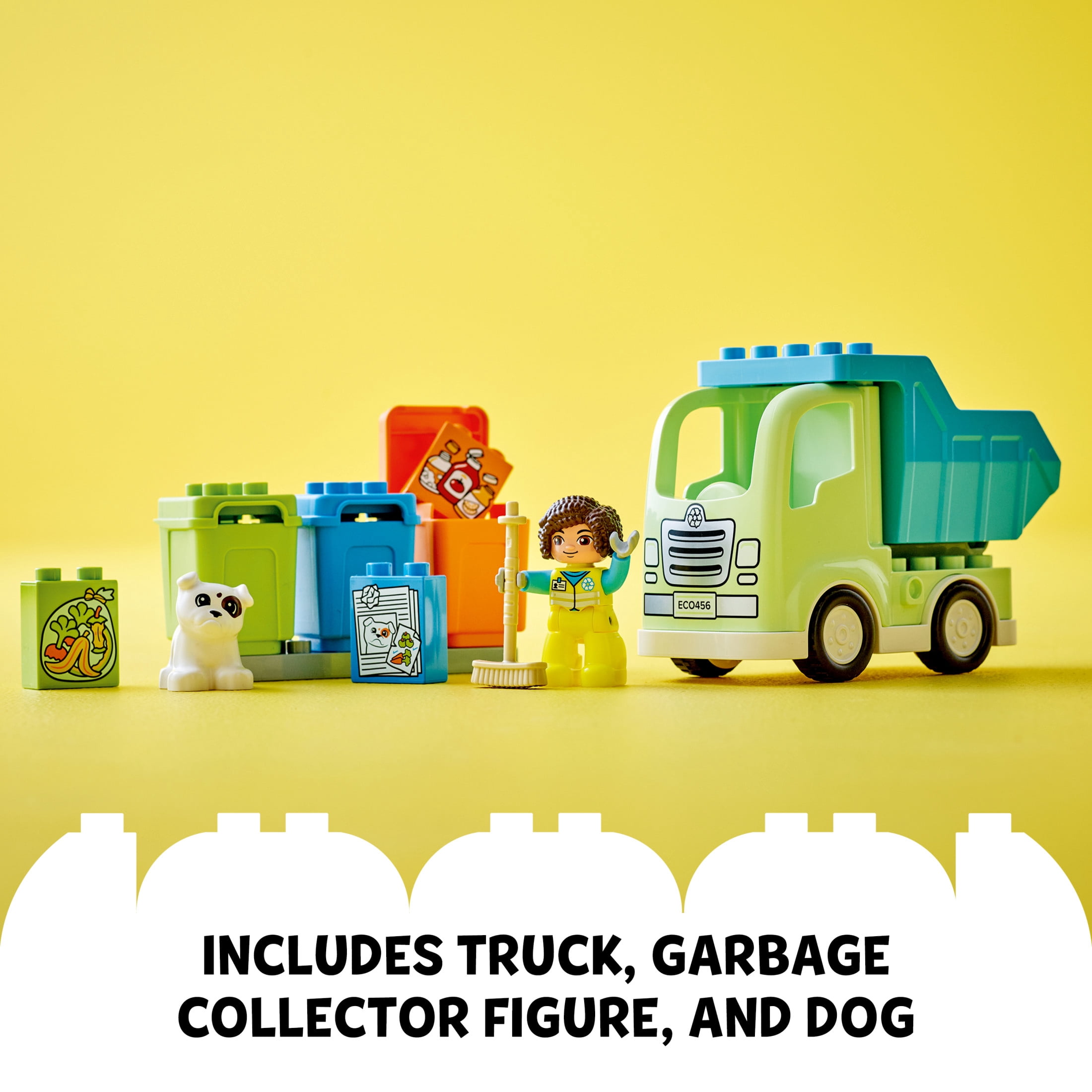 LEGO DUPLO Town Recycling Truck 10987 Building Toy Set, Learn through Play with this STEM Creative Birthday Gift for Toddlers, Boys, Girls Ages 2+, Comes with 3 Sorting Bins for Recycling