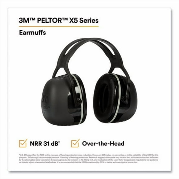 PELTOR X Series Earmuffs, Model X5A, 31 dB NRR, Black | Bundle of 2