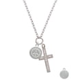 thumbnail image 2 of Delight Jewelry Silvertone Disc with Crystal Peace Sign I Set You Apart Engraved Cross Zoey Necklace, 28", 2 of 4
