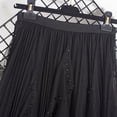 thumbnail image 3 of FRSASU Tulle Pleated Fairy Skirt for Women Pearl Trim Elastic High Waist A-Line Layered Flowy Long Skirt Black, 3 of 5