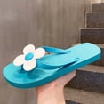 thumbnail image 2 of Womens Flower Sandals Blue Flip Flops Comfortable Beach Summer Shoes Cute Flat Thong Sandals Soft for Women Size 7,Size 7.5, 2 of 9