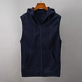thumbnail image 3 of Loyisvidion Men Sleeveless Solid Hooded Waistcoat Slim Jacket Blouse Tops Shirt Navy 2Xl, 3 of 7