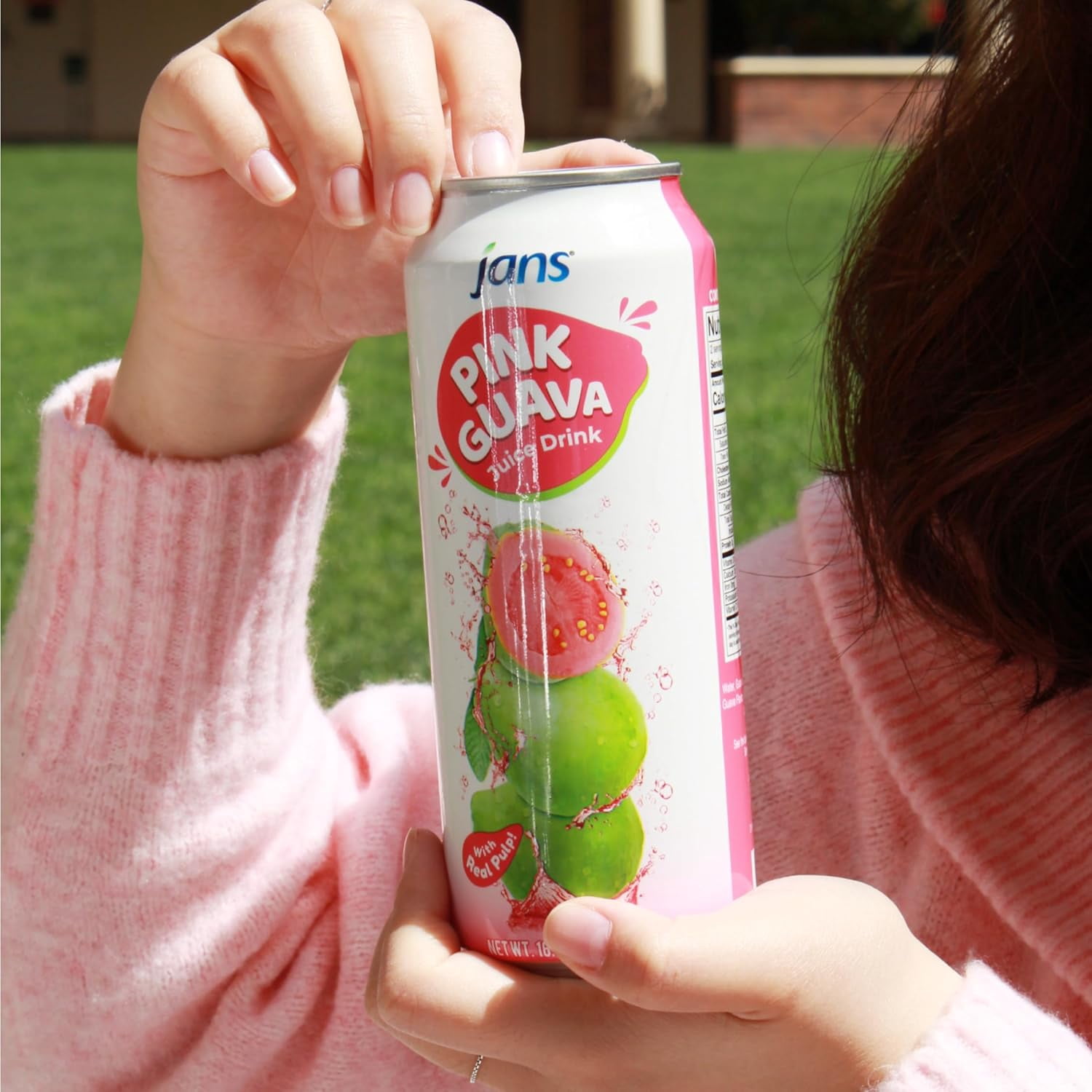 Jans 30% Pink Guava Juice Drink with Pulp 16.9 oz (Pack of 12)