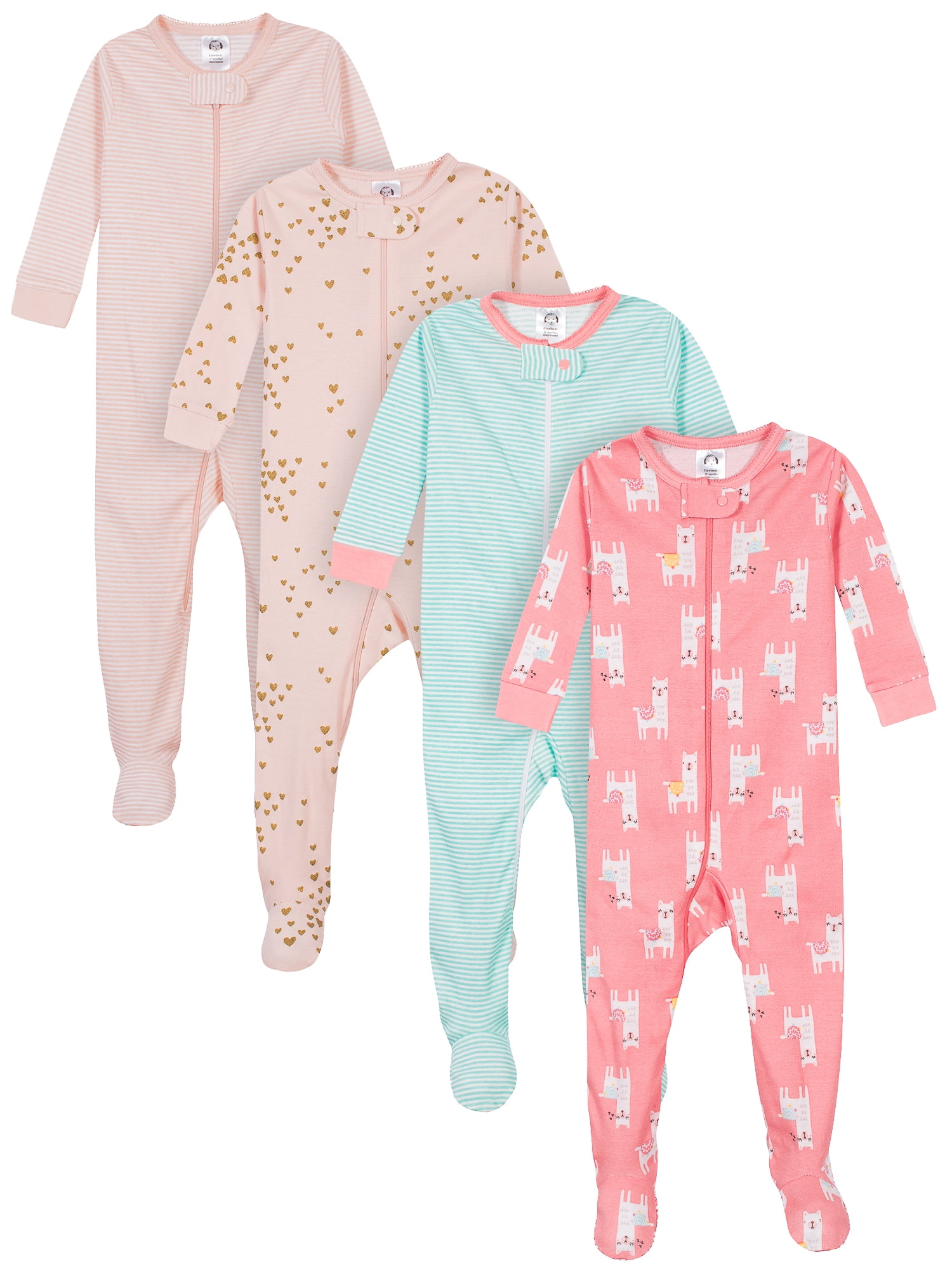 Gerber Gerber Baby & Toddler Girls Snug Fit Cotton Footed 1pc Pajamas