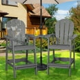 thumbnail image 3 of LovoIn | Tall Adirondack Chairs Set of 2，Outdoor Adirondack Barstools with Double Connecting Tray Patio Stools Weather Resistant for Outdoor Deck Lawn Pool Backyard - Gray, 3 of 9