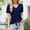 Navy, variant on Women's V-Neck Tops New Eyelet Embroidered Short Ruffle Sleeve T-shirt Breathable Fabric Casual Loose Front Tie Hem Tee