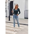 thumbnail image 3 of Zeagoo Womens Tops Long Sleeve Shirt Casual V-Neck Rib Knit Pullover Tee Basic Solid Trendy Fall Going Out Tops Underscrub Casual Outfits, 3 of 5