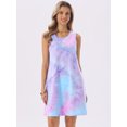 thumbnail image 4 of DARING DIVA Tie Dye Tank Dress Sleeveless Pockets Dress X-Large Tie Dye Purple, 4 of 8