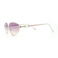 thumbnail image 3 of Narrow Tapered Side Tear Drop Shape Metal Rim Hipster Sunglasses Gold - Purple Brown, 3 of 4
