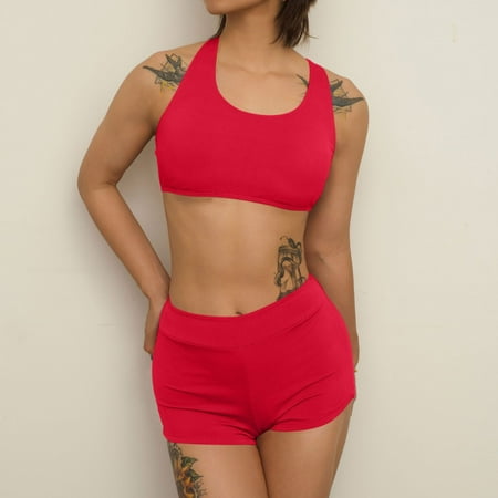 Tawop Women s Swimwear Comfortable Swimwear Two Piece Bikini Bottoms Tops Swimsuits Clearance In Women Red L