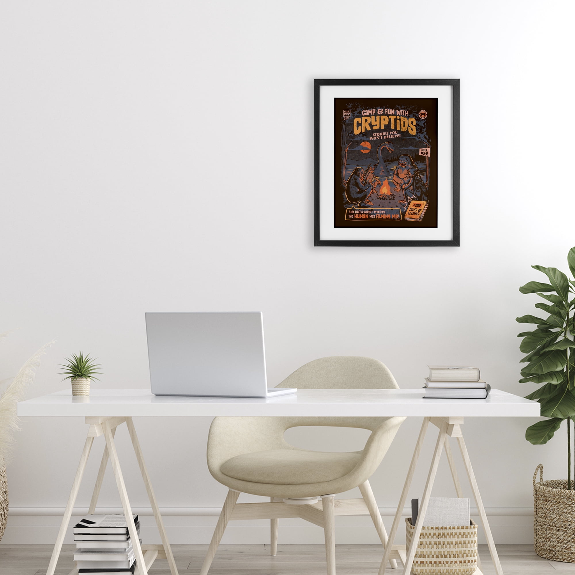 Stupell Industries Cryptid Camp Humor Black Framed Print Under Glass, design by EduEly Designs