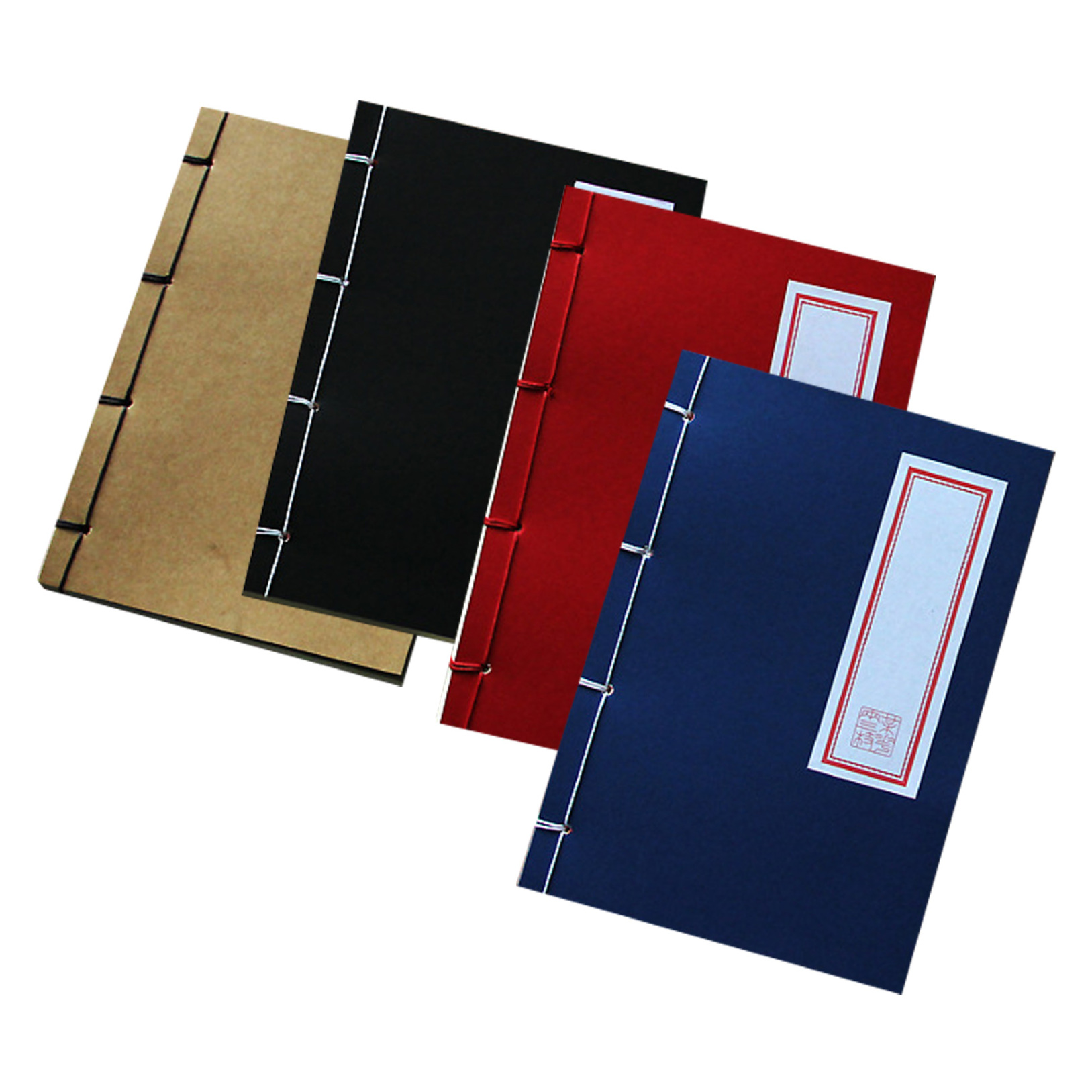 OUNONA 4Pcs Retro Hardcover Blank Notebook Set Vintage Stitching Design for Office School and Creative Use
