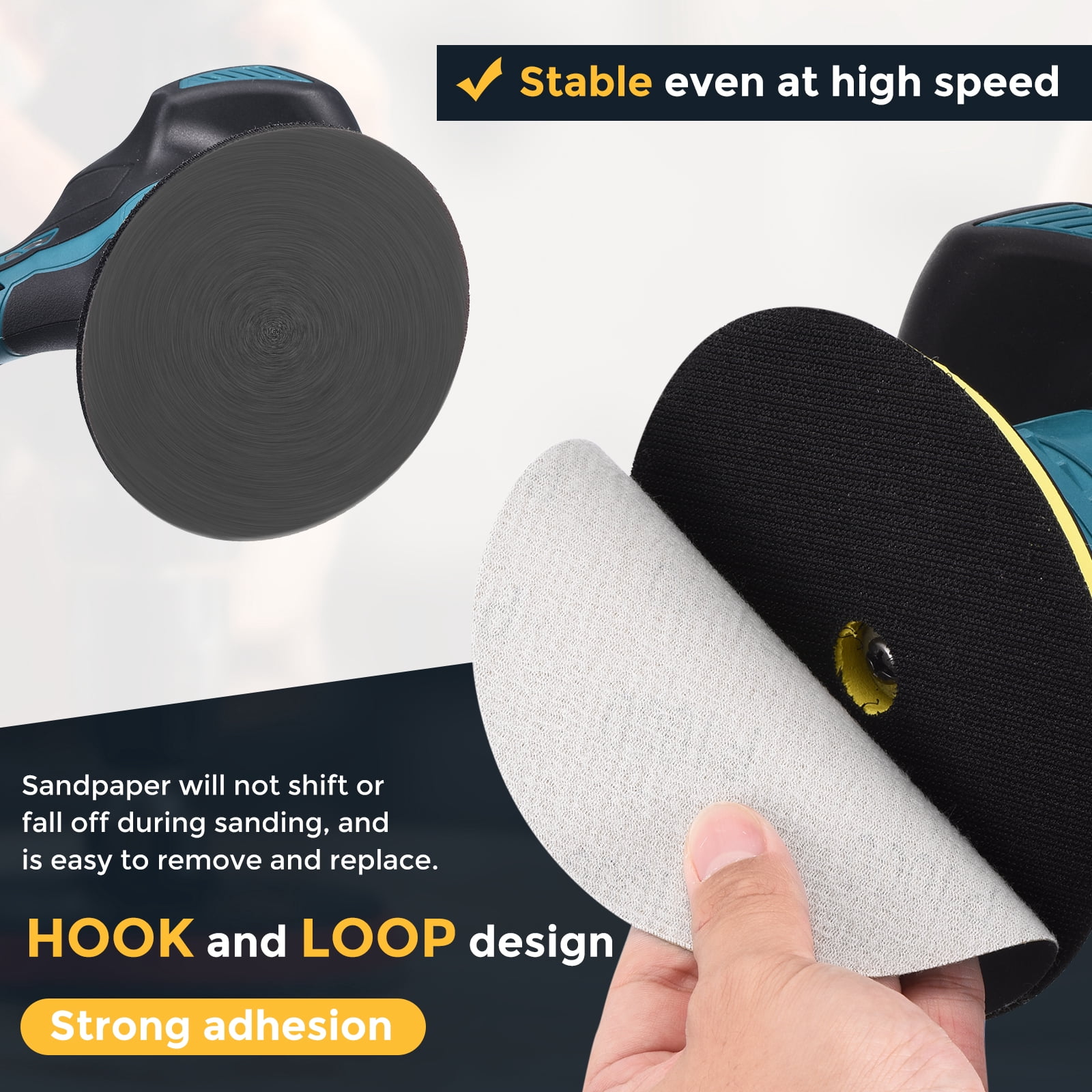 50 Pcs 6 Inch Sanding Disc 2000 Grit Hook and Loop Sandpaper Random Orbital Sander Pads for Woodworking Automotive Metal Polishing, Black