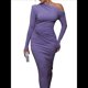 thumbnail image 1 of Vestido de Mujer Otoño Invierno Francés Larga Ajustado Maxi Vestido Formal para Mujer Púrpura M, 1 of 8