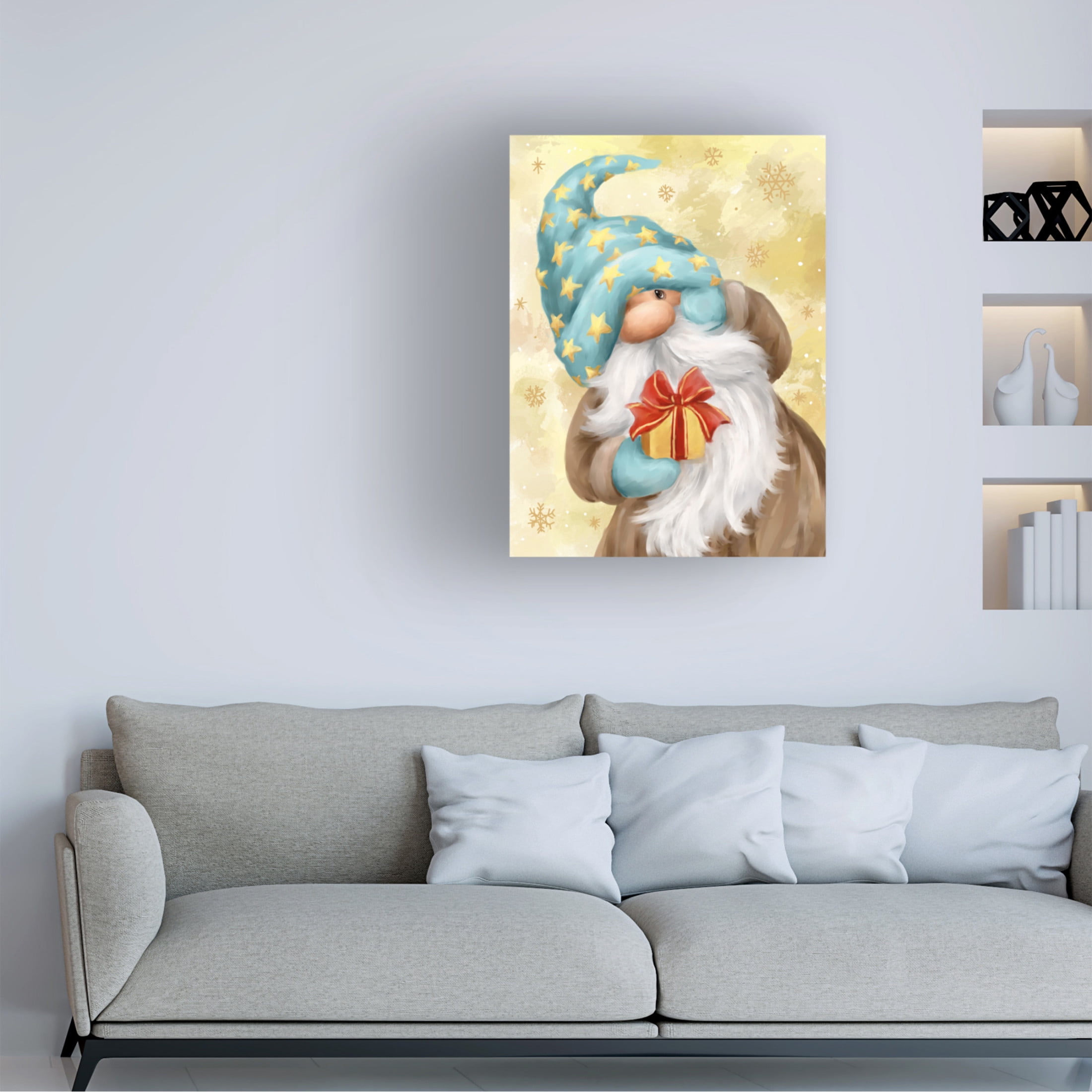 Canvas Wall Art - MAKIKO 'Christmas Gnome' Wall Art for Living Room, Bedroom, or Office Décor by Trademark Fine Art - 35 x 47 Inches