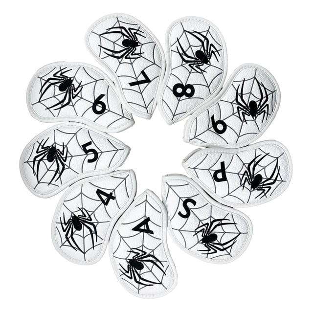 Cubiertas de cabeza de hierro de golf DYNWAVEMX 9 piezas Classic Spiders PU Golf Wedge Covers Set