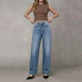 thumbnail image 3 of Zulora Women's High Waist Wide Leg Jeans Cuffed Hem Denim Pants Vintage Casual Straight Trousers for Spring Summer, 3 of 7
