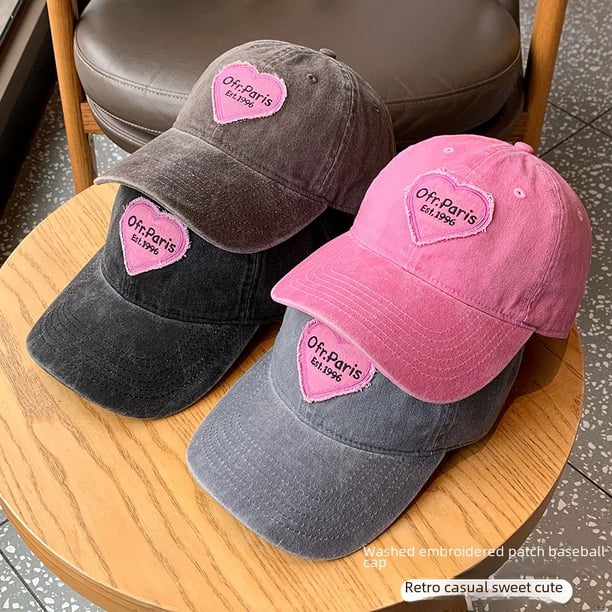 Primavera y verano Sombrero de circunferencia de cabeza grande con apariencia de cara pequeña gorra con visera niña dulce fresca chica caliente amor retro gorra de béisbol suave moda