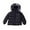 Black, variant on lnmuld Kids Coats Boys Winter Hooded Down Jacket Windproof Thickened Outerwear Snowsuit for Toddler Kids Solid Color Size:1-2 Years