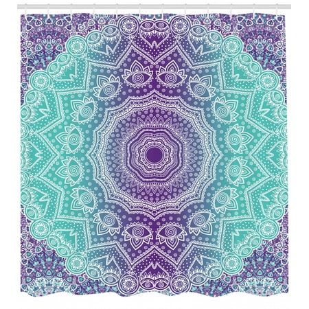 Purple And Turquoise Shower Curtain Hippie Ombre Mandala Inner