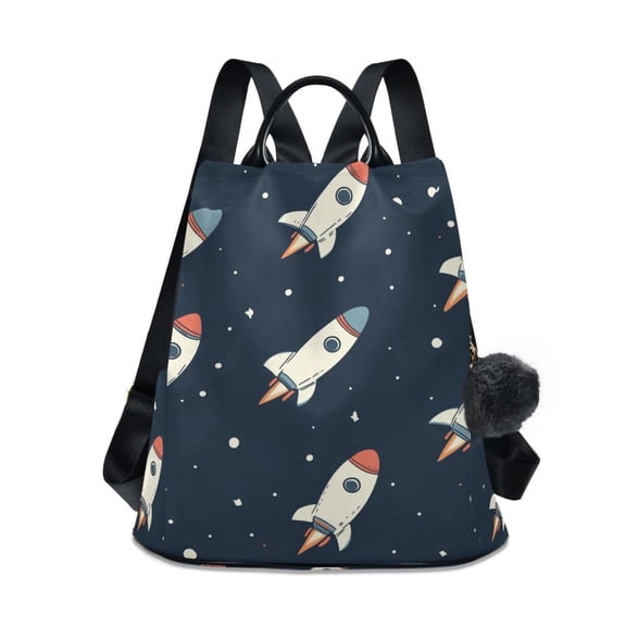 FORMRS Women's Travel Backpack Purse Anti-Theft Hidden Pockets Casual Shoulder Bag, Rocket Pattern