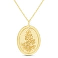 thumbnail image 4 of AFFY July Birth Month Larkspur Flower Oval Frame Disk Pendant Necklace In 14K Yellow Gold Plated 925 Sterling Silver for Womens 18" Chain, 4 of 7