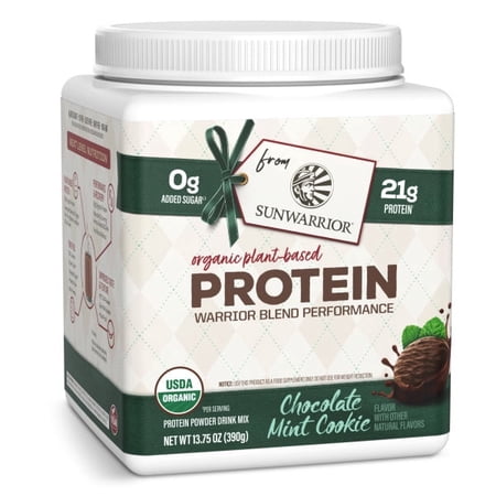 Organic Protein for Performance with BCAAs - Warrior Blend | Plant-Based Protein Support for Performance, Muscle Building, & Recovery | Chocolate Mint