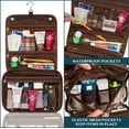 thumbnail image 4 of PAVILIA Hanging Toiletry Bag Women Men, Foldable Cosmetic Organizer Travel Bag, Water Resistant Makeup Bag Toiletries, Large Travel Essentials Kit (Dark Brown), 4 of 8