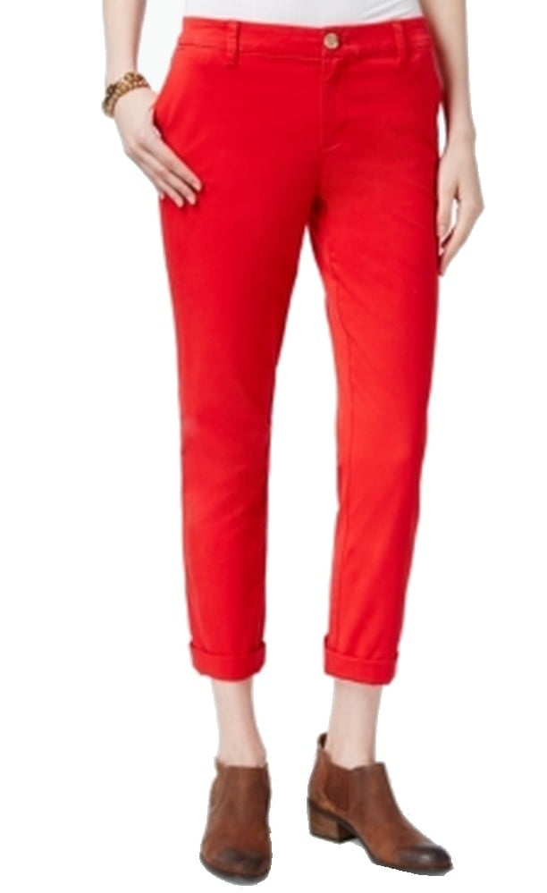 Tommy Hilfiger - Tommy Hilfiger NEW Racing Red Womens Size 8 Straight Leg Chino Pants - Walmart